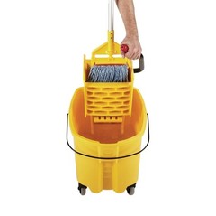 35Qt Mop Bucket & Side Press Wringer Combo on Wheels Heavy Duty Yellow