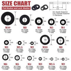 Hilitchi 640-Pcs [8-Size] Alloy Steel Flat Washer and Lock Washer Assortment …