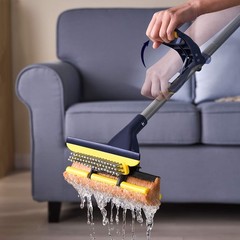 Yocada Sponge Mop Home Commercial Use Tile Floor 3 piece set, Yellow and Grey