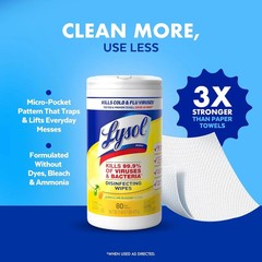 Lysol Disinfecting Wipes Bundle, 80 Count – Home Cleaning Supplies Lemon Lime