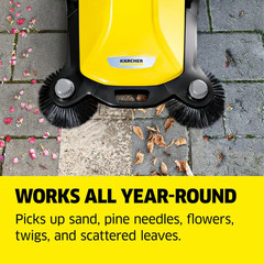 S 6 Twin Outdoor Hand Push Walk-Behind Floor Sweeper – 10 Gal. Capacity