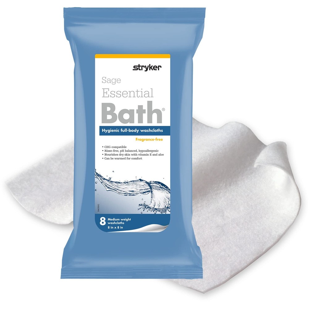 Essential Bath Cleansing Washcloths – 1 Package, 8 Cloths 8 Count (Pack of 1)