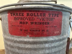 Vintage Victor Mop Wringer 3 Wooden Roller W/Foot Pedal The Eagle Woodenware USA