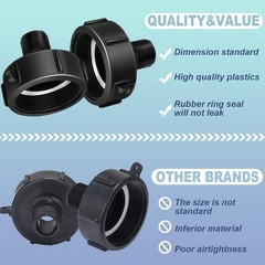 Zonon 2 Pieces 275 330 IBC Tote Tank Adapter Garden Hose Drain 2 Inch, Black