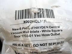 6 Pack of HAYDEN Central Vacuum Wall Inlets – White Square Door 1700-01