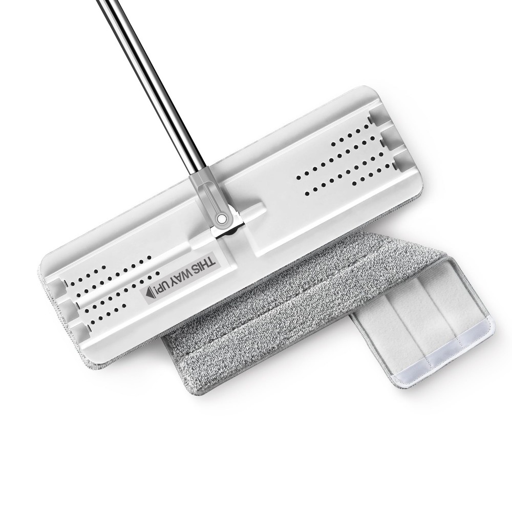 JOYMOOP Flat Mops, Microfiber Mop for 50″ with 13″ Mop-head, White Grey