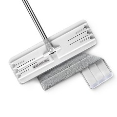 JOYMOOP Flat Mops, Microfiber Mop for 50″ with 13″ Mop-head, White Grey