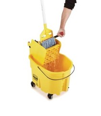 WaveBrake 35 Qt Yellow Mop Bucket with Integrated Wringer and Pour Spout