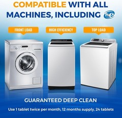 Washing Machine Cleaner Tablets 24 pack Powerful Descaler -Deep Cleaning for…