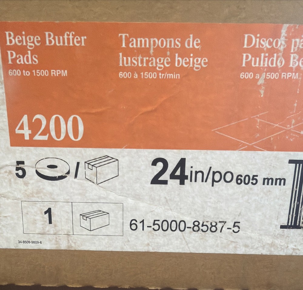 3M 24” Buffer Pads 4200 Beige- Count Of 5