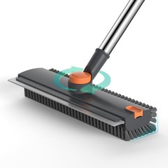 Floor Scrub Brush with Long Handle Length Adjustable, 3 in 1 Heavy-Duty Gray