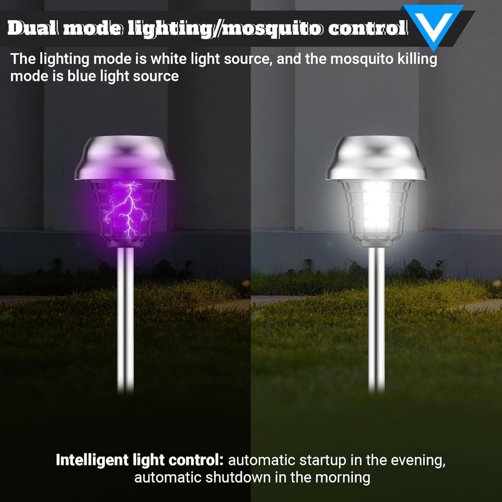 2PK Solar Bug Zapper – Waterproof, Outdoor Mosquito Lamp, Yard/Garden