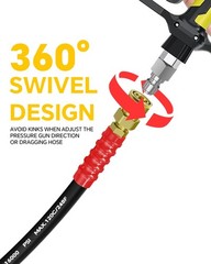 POHIR Pressure Washer Hose 100ft, 3/8” Power Washing Hose 4500PSI Steel Wire…
