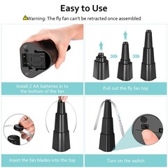 Fly Fans for Tables, Fan Outdoor Indoor Keep Flies Away, Black 4 Pack