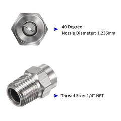 40° Surface Cleaner Tips 1/4″ NPT Stainless Steel Cleaner Pressure Nozzles 6 Pac