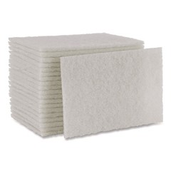 Boardwalk 198 6 in. x 9 in. Light Duty Scour Pad – White (20/Carton) New