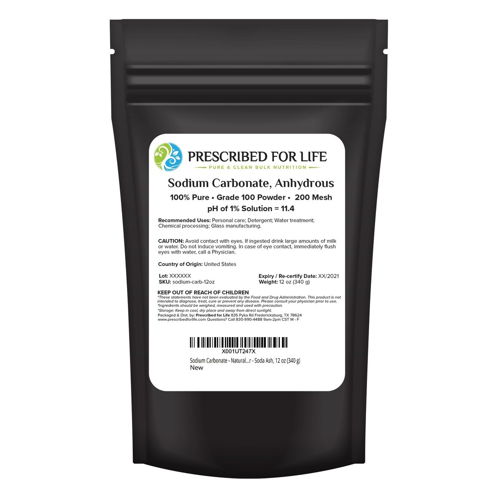 Prescribed For Life Sodium Carbonate Powder, Natural 12 Ounce (Pack of 1)