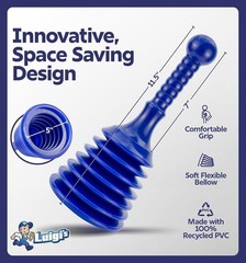 Luigi’s Small Blue Sink Plunger Large Bellows Drain Clog Remover