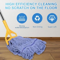 HiBaby Commercial Mop with Extra Yellow Handle + 2 Blue Heads, Head