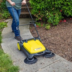 S 4 Twin Push Sweeper: Clean Outdoor Spaces 5X Faster – 5.25 Gallon Capacity