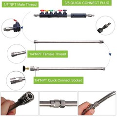 Hourleey 9 Pack Pressure Washer Extension Wand 4 x 3 x 5 inches, Silver