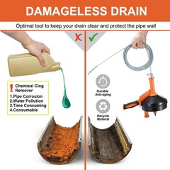 Drain Auger, Clog Remover 24.606 feet long with a 3-inch diameter, Orange