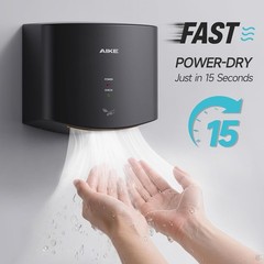 AIKE AK2630 Compact Hand Dryer 1400W – 110V Silver Air Wiper, 2-Pin Plug