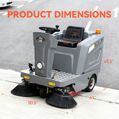 Ride-on Floor Sweeper Machine 50.4″ 26.5 Gallon Dustbin 92600 Sqft/h Efficiency