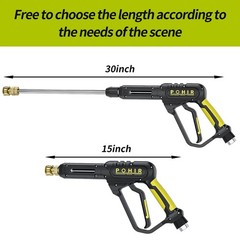 POHIR Pressure Washer Gun and Hose 3600 PSI, Pressure Washer Hose 50ft and Gu…