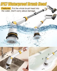Qimedo Electric Spin Scrubber with Two 50-Inch Handle, White