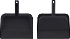Superio Heavy Duty Clip-On Dustpan with Rubber Lip, 10″ wide Dustpan, Black 2 pc