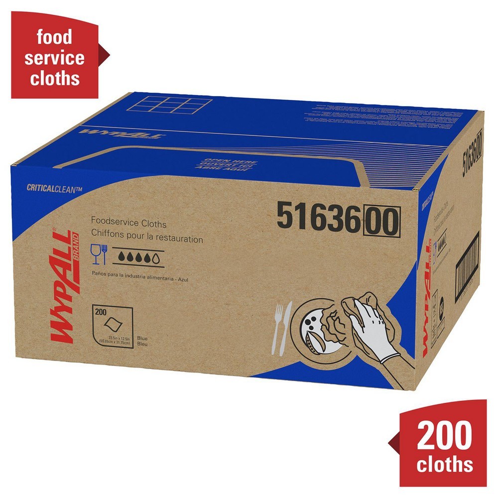 WypAll CriticalClean Fabric Food Service Cloths, 23.5″ x 12.5″, Blue, 200 Cloths