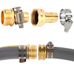 2 Set Brass Garden Hose 2 Set, Fit for 3/4″ or 5/8″ hose(Female & Male)