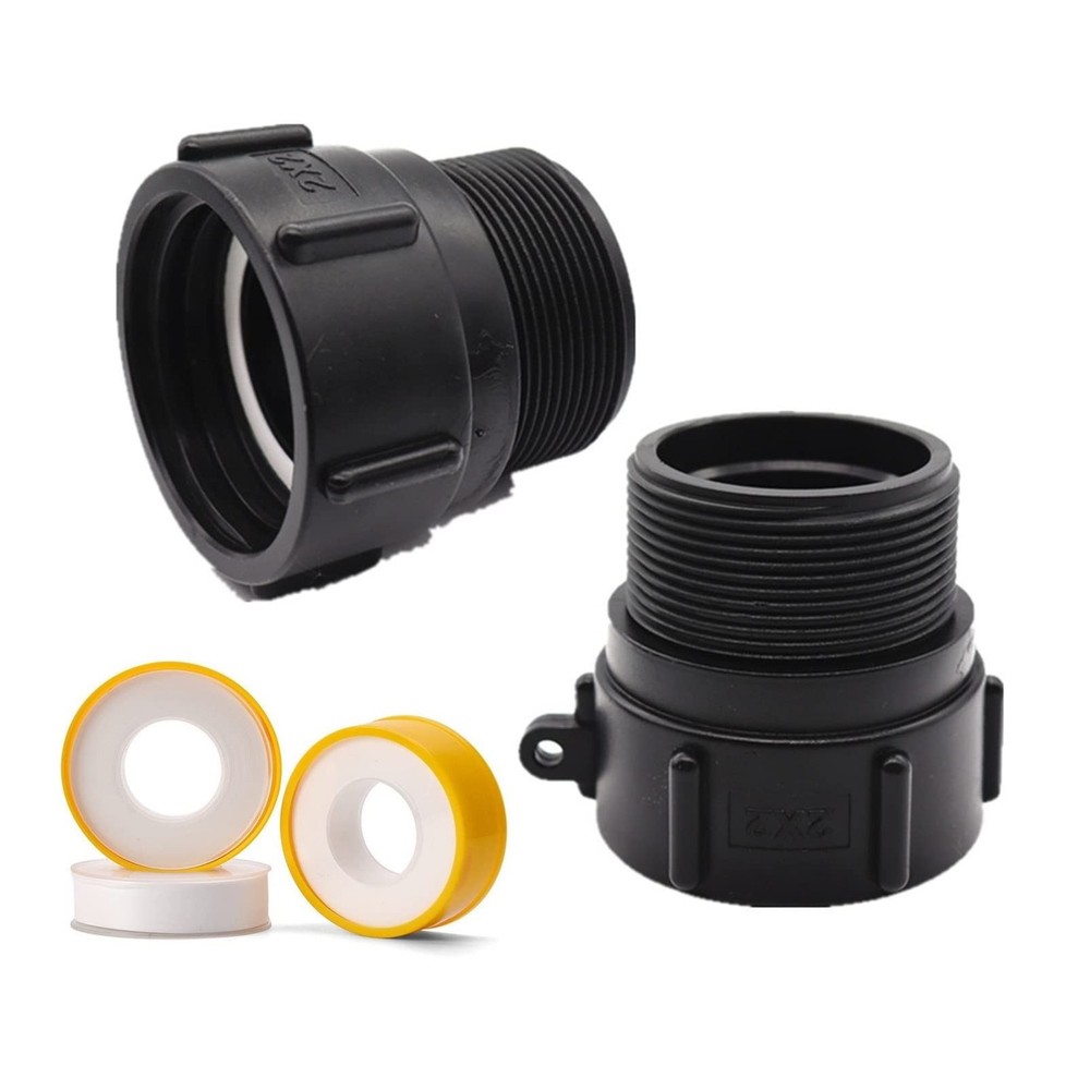 275 330 Gallon IBC Tote Water Tank Adapter with Gasket -2″ 2 inches, Black