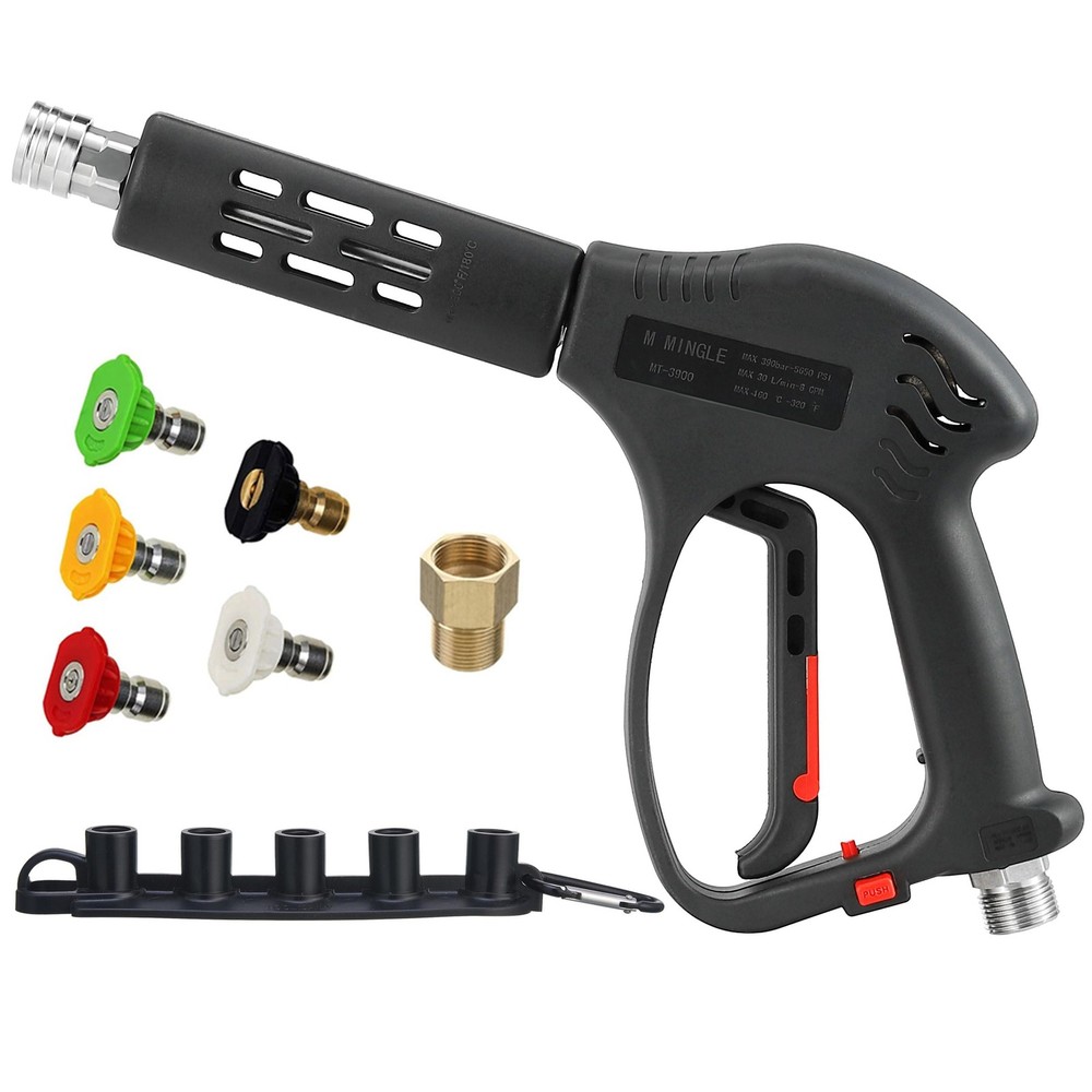 M MINGLE Short High Pressure Washer Gun, 5000 PSI, Replacement for Hot Black