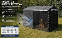 Outdoor Dog Kennel Cover 8’Dx4’Wx6’H, Heavy Duty 600D Waterproof Dog Kennel