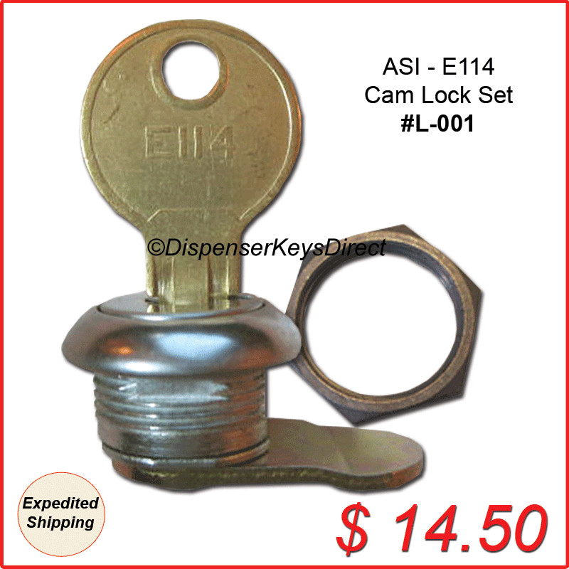 ASI – E114 Cam Lock Set “#L-001” for Paper Towel, Toilet Tissue Disp. (1/set)