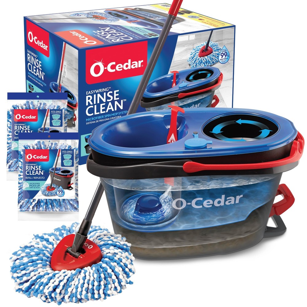 O-Cedar RC + 2 Refill, Rinseclean Spin Mop & Bucket + 2 Extra Refills
