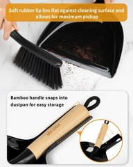 MR.SIGA Dustpan and Brush Set, Portable Cleaning 11.8 x 9.2 x 3.1 inch, Black