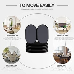 Reusable Large Furniture Sliders for Carpet, Movers Sliders, Black