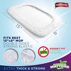 VanDuck 100% Cotton Terry Mop Pads 15×8 Inches 3 Count (Pack of 1), White