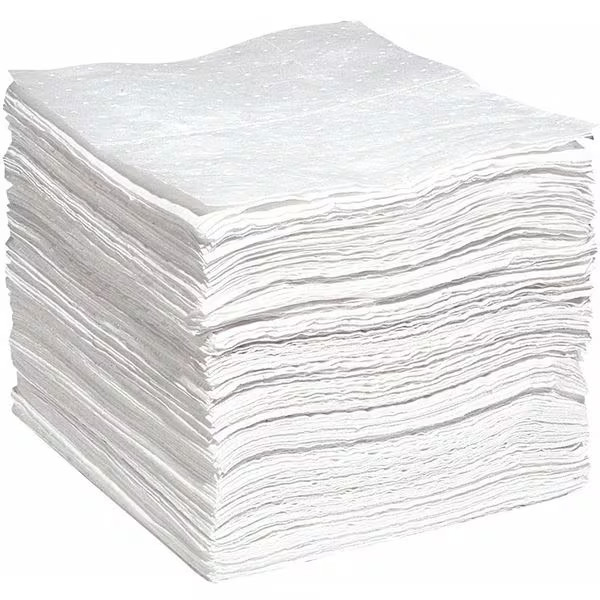 Spilltech Absorbent Pad, 15 in W x 19 in L, Absorbs 28 gal. per Pkg, Oil, White,