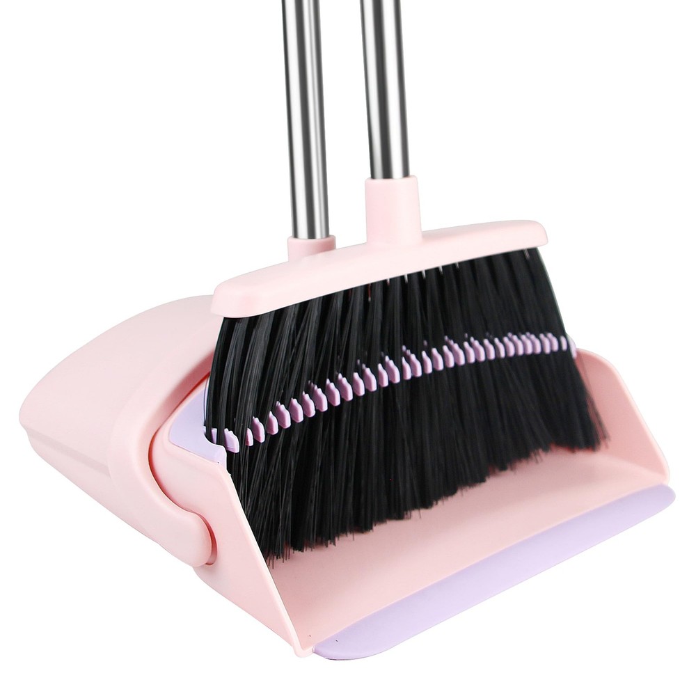 Bsklin Broom And Dustpan Set 52 Long Adjustable Handle Broom Dustpan Combo Set