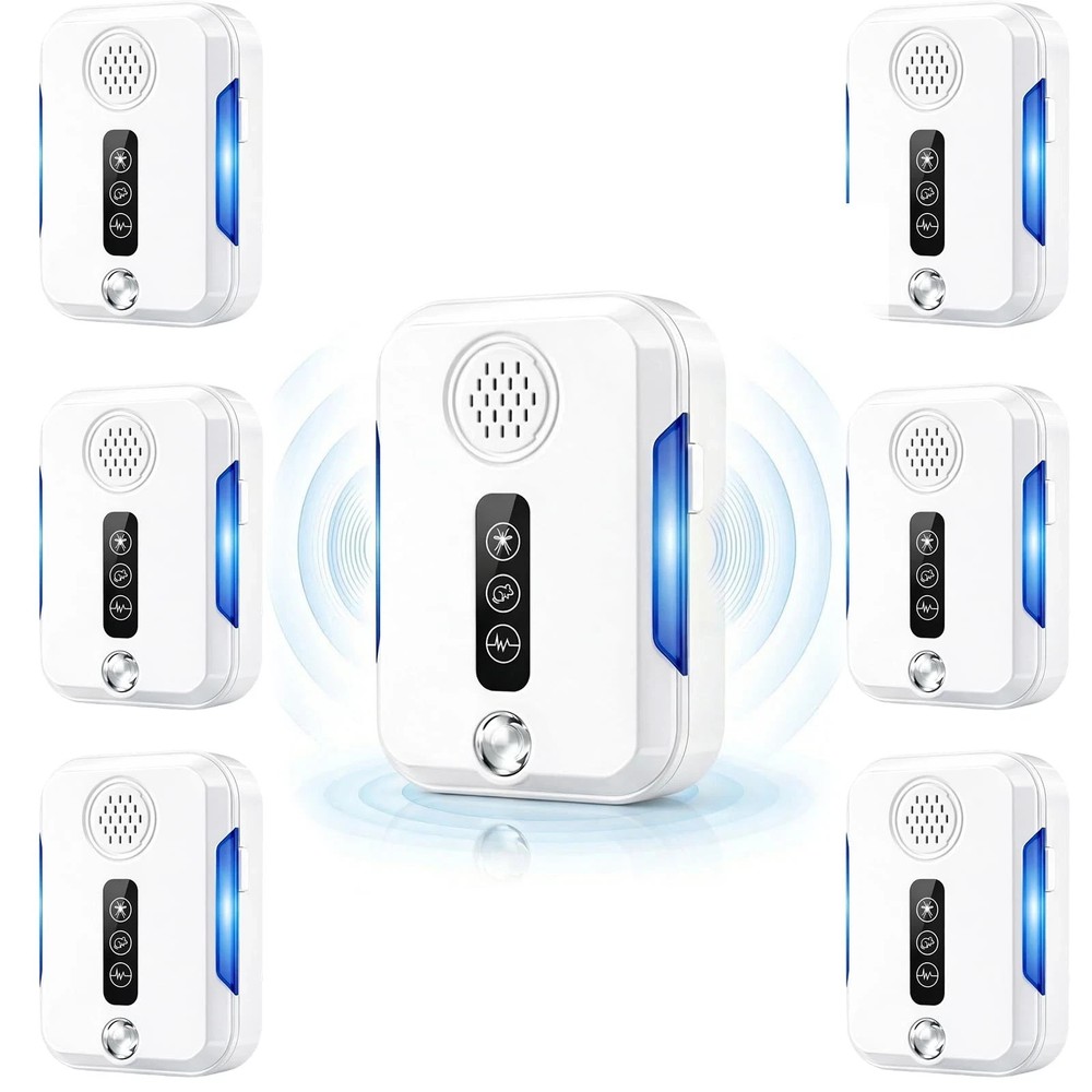 2026 Upgraded Ultrasonic Repeller Pest Indoor – Electronic 6 Pack, white