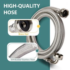 Niikappu Washing Machine Hoses 5ft, 1 Pack Braided Stainless Silver