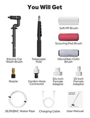79” Electric Car Wash Brush with Long Handle, Car Cleaning Brush for Cleanin…