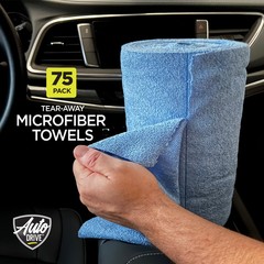 Auto Drive 75 Pack Tear Away Microfiber Car Wash Towel Roll