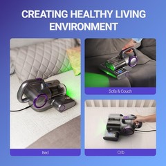 FEPPO Mattress Vacuum Cleaner, 16Kpa Bed Cleaner with Violetgrey