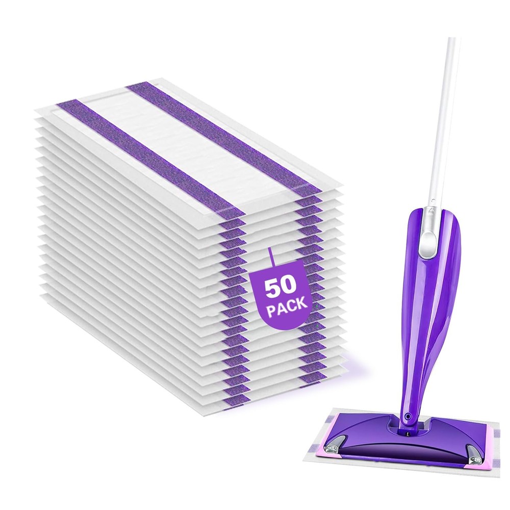 50 Pack Wet Jet Pad Refills for Swiffer Mop Pads, Purple