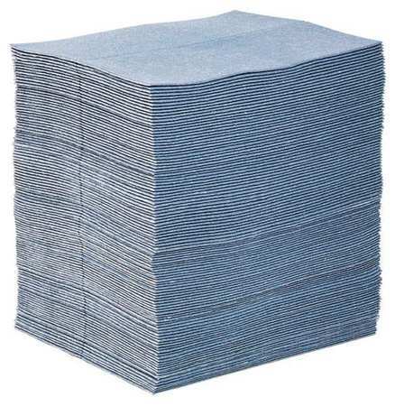 Pig Blu100 Absorbent Mat Pad, Absorbs 24 Gal. Universal, 100 Pk ,Blue